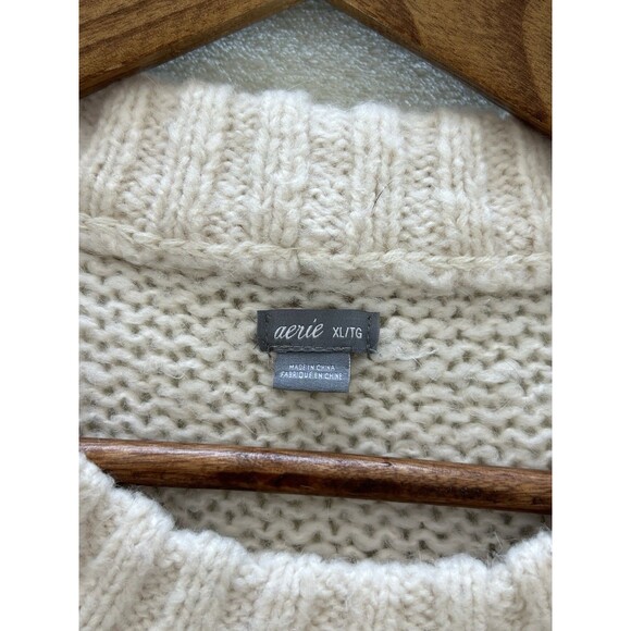 Aerie Sweater Extra Large Oversized Knit Wool Alpaca Blend Cream Cozy Relaxed - Picture 10 of 11